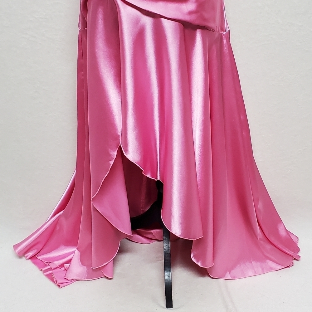 BarbieCore 90s Vintage Jessica McClintock Gunne Sax Pink Satin High Low Dress L - Picture 9 of 16